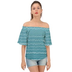 Boho Teal Stripes Off Shoulder Short Sleeve Top by SpinnyChairDesigns