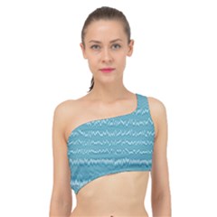 Boho Teal Stripes Spliced Up Bikini Top  by SpinnyChairDesigns