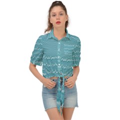 Boho Teal Stripes Tie Front Shirt  by SpinnyChairDesigns