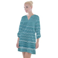 Boho Teal Stripes Open Neck Shift Dress by SpinnyChairDesigns