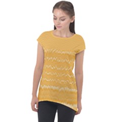 Boho Saffron Yellow Stripes Cap Sleeve High Low Top by SpinnyChairDesigns