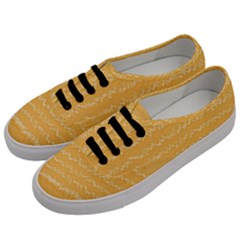 Boho Saffron Yellow Stripes Men s Classic Low Top Sneakers by SpinnyChairDesigns