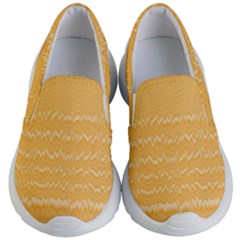 Boho Saffron Yellow Stripes Kids Lightweight Slip Ons by SpinnyChairDesigns