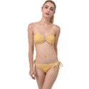 Boho Saffron Yellow Stripes Twist Bandeau Bikini Set View1