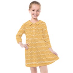 Boho Saffron Yellow Stripes Kids  Quarter Sleeve Shirt Dress by SpinnyChairDesigns