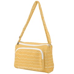 Boho Saffron Yellow Stripes Front Pocket Crossbody Bag by SpinnyChairDesigns