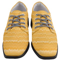 Boho Saffron Yellow Stripes Women Heeled Oxford Shoes by SpinnyChairDesigns