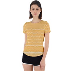 Boho Saffron Yellow Stripes Back Cut Out Sport Tee by SpinnyChairDesigns