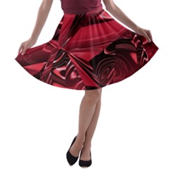 Candy Apple Crimson Red A-line Skater Skirt by SpinnyChairDesigns