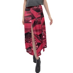 Candy Apple Crimson Red Velour Split Maxi Skirt