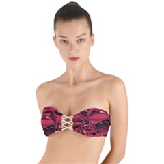 Candy Apple Crimson Red Twist Bandeau Bikini Top by SpinnyChairDesigns