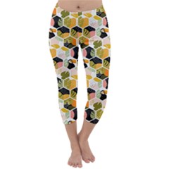 Hexagon Tropical Pattern Capri Winter Leggings  by designsbymallika