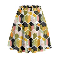 Hexagon Tropical Pattern High Waist Skirt by designsbymallika