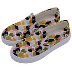 Hexagon Tropical Pattern Kids  Canvas Slip Ons by designsbymallika