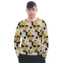 Hexagon Tropical Pattern Men s Long Sleeve Raglan Tee