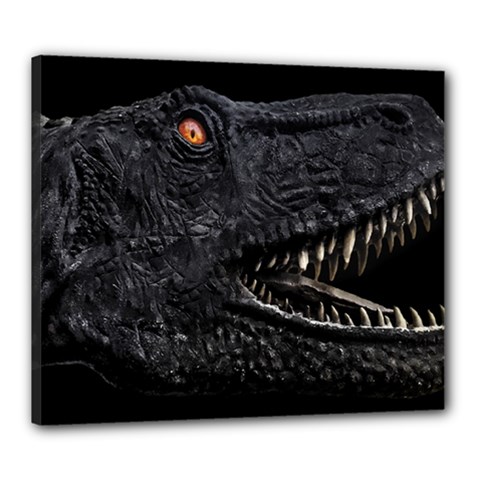 Trex Dinosaur Head Dark Poster Canvas 24  X 20  (stretched) by dflcprintsclothing