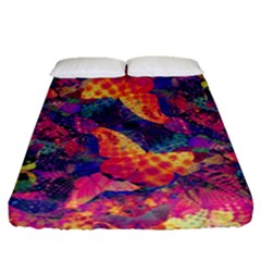 Colorful Boho Abstract Art Fitted Sheet (queen Size) by SpinnyChairDesigns