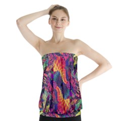 Colorful Boho Abstract Art Strapless Top by SpinnyChairDesigns