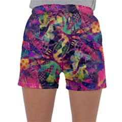 Colorful Boho Abstract Art Sleepwear Shorts by SpinnyChairDesigns