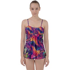 Colorful Boho Abstract Art Babydoll Tankini Set by SpinnyChairDesigns