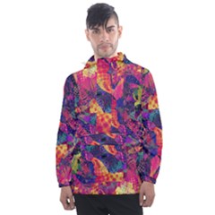 Colorful Boho Abstract Art Men s Front Pocket Pullover Windbreaker by SpinnyChairDesigns