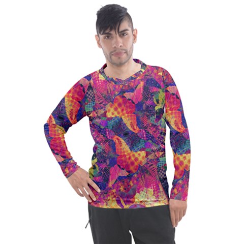 Colorful Boho Abstract Art Men s Pique Long Sleeve Tee by SpinnyChairDesigns