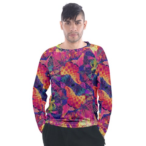 Colorful Boho Abstract Art Men s Long Sleeve Raglan Tee by SpinnyChairDesigns