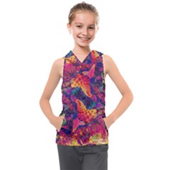 Colorful Boho Abstract Art Kids  Sleeveless Hoodie by SpinnyChairDesigns