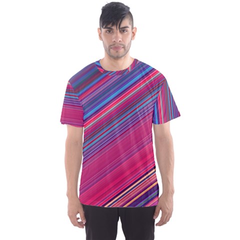 Boho Pink Blue Stripes Men s Sport Mesh Tee by SpinnyChairDesigns