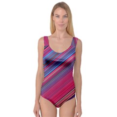 Boho Pink Blue Stripes Princess Tank Leotard  by SpinnyChairDesigns