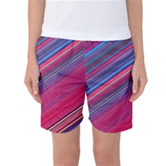 Boho Pink Blue Stripes Women s Basketball Shorts by SpinnyChairDesigns