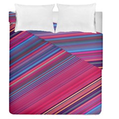 Boho Pink Blue Stripes Duvet Cover Double Side (queen Size) by SpinnyChairDesigns