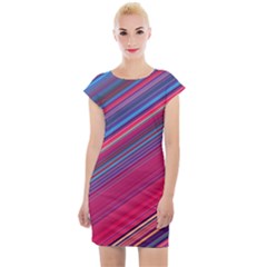 Boho Pink Blue Stripes Cap Sleeve Bodycon Dress by SpinnyChairDesigns