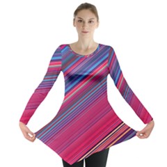 Boho Pink Blue Stripes Long Sleeve Tunic  by SpinnyChairDesigns