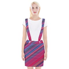 Boho Pink Blue Stripes Braces Suspender Skirt by SpinnyChairDesigns