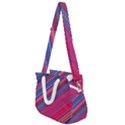 Boho Pink Blue Stripes Rope Handles Shoulder Strap Bag View1