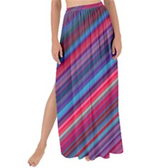 Boho Pink Blue Stripes Maxi Chiffon Tie-up Sarong by SpinnyChairDesigns