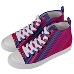 Boho Pink Blue Stripes Women s Mid-top Canvas Sneakers by SpinnyChairDesigns