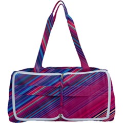 Boho Pink Blue Stripes Multi Function Bag by SpinnyChairDesigns