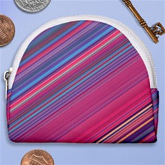 Boho Pink Blue Stripes Horseshoe Style Canvas Pouch by SpinnyChairDesigns