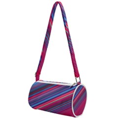 Boho Pink Blue Stripes Mini Cylinder Bag by SpinnyChairDesigns