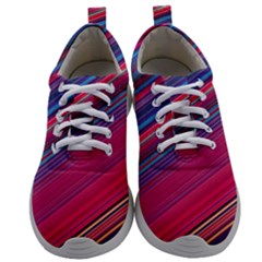 Boho Pink Blue Stripes Mens Athletic Shoes by SpinnyChairDesigns