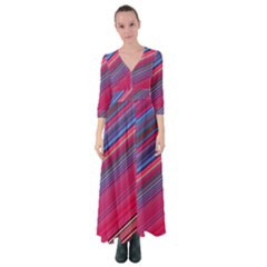 Boho Pink Blue Stripes Button Up Maxi Dress by SpinnyChairDesigns