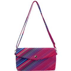 Boho Pink Blue Stripes Removable Strap Clutch Bag by SpinnyChairDesigns