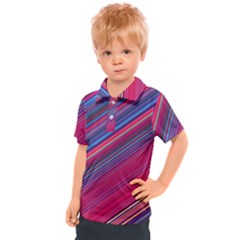 Boho Pink Blue Stripes Kids  Polo Tee