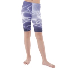 Violet Glowing Swirls Kids  Mid Length Swim Shorts by SpinnyChairDesigns