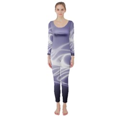 Violet Glowing Swirls Long Sleeve Catsuit by SpinnyChairDesigns