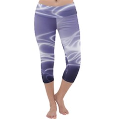 Violet Glowing Swirls Capri Yoga Leggings by SpinnyChairDesigns