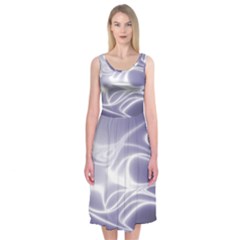 Violet Glowing Swirls Midi Sleeveless Dress by SpinnyChairDesigns