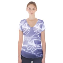 Violet Glowing Swirls Short Sleeve Front Detail Top by SpinnyChairDesigns